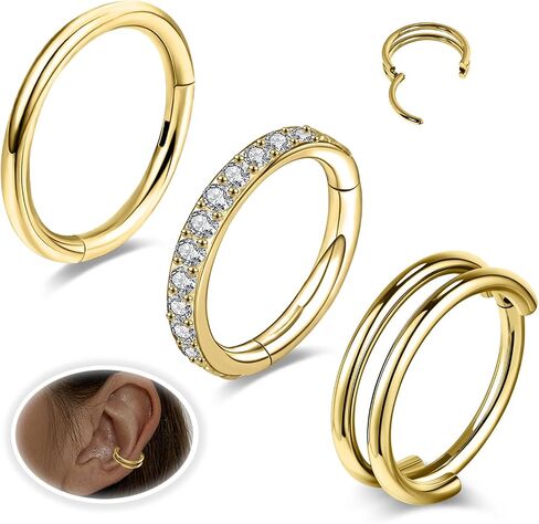 Small Cartilage Double-Hoop Conch Helix Piercing Jewelry Earrings 16G 18G 316L Surgical Steel Double Piercings Hoops Septum Rings For Women Nose Ring Rook Daith Tragus Earring in Saudi Arabia
