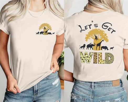 Lets Get Wild Shirts Women Animal Kingdom Shirt Family Safari Trip Tshirts Cute Zoo World Short Sleeve Tee in Saudi Arabia