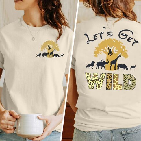 Lets Get Wild Shirts Women Animal Kingdom Shirt Family Safari Trip Tshirts Cute Zoo World Short Sleeve Tee in Saudi Arabia