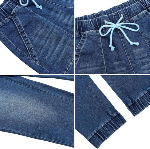 LONGYIDA Jean Joggers for Women Denim Ripped Loose Jeans High Waisted Stretch Drawstring Denim Joggers Pants in Saudi Arabia