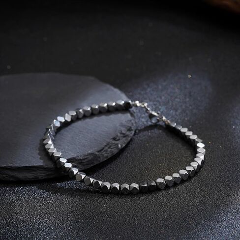 Beaded Bracelets for Men, Gifts for Fathers Day Dad 6-8MM Natural Stone Tiger Eye Stretch Adjustable Black Crystal Beaded Bracelets Set for Men Women in Saudi Arabia