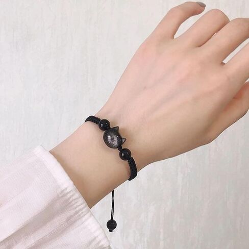 POYAMUSE Cat Bracelets for Women - Lucky Cat Beaded Bracelet Set, Adjustable Kitty Stretch Braided Bracelets for Women in Saudi Arabia