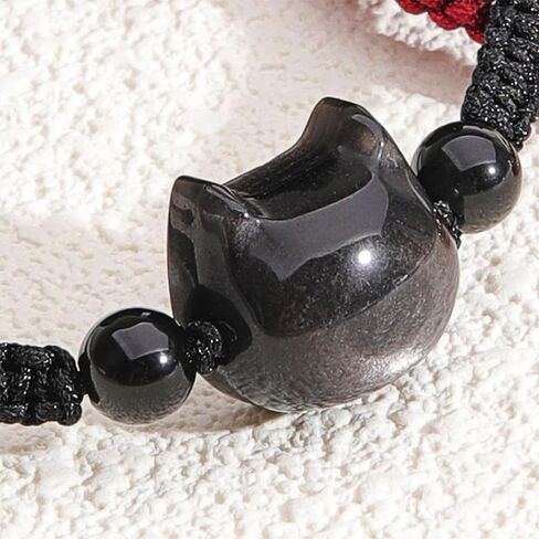 POYAMUSE Cat Bracelets for Women - Lucky Cat Beaded Bracelet Set, Adjustable Kitty Stretch Braided Bracelets for Women in Saudi Arabia