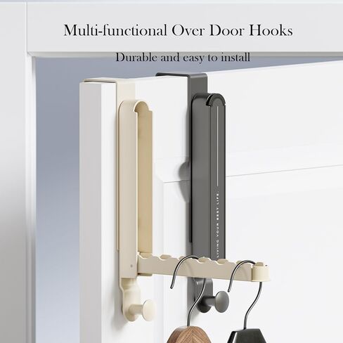 Foldable/Retractable Over The Door Drying Rack, Space Saving Behind Door Hooks for Hanging Clothes, Hats, Bags, Towels, Ideal for Travel and Easy to Carry (Gray) in Saudi Arabia