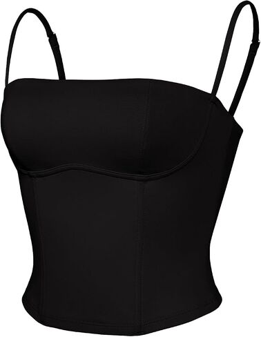 REORIA Womens Square Neck Adjustable Straps Backless Y2K Going Out Corset Crop Tops in Saudi Arabia