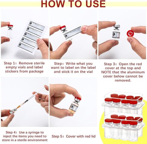 20 Sealed Sterile Empty Vials with Self Healing Injection Port Glass Penicillin Bottle with 20 Label Stickers (2ml) in Saudi Arabia