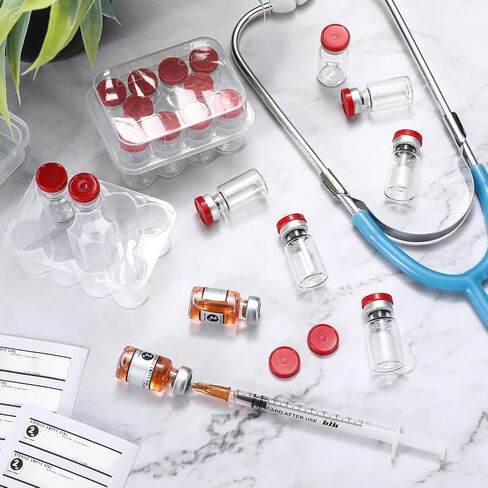 20 Sealed Sterile Empty Vials with Self Healing Injection Port Glass Penicillin Bottle with 20 Label Stickers (2ml) in Saudi Arabia