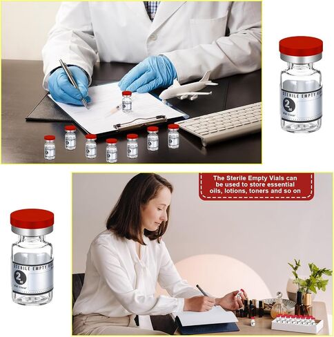 20 Sealed Sterile Empty Vials with Self Healing Injection Port Glass Penicillin Bottle with 20 Label Stickers (2ml) in Saudi Arabia