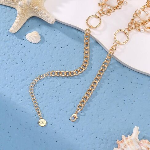 Firstmeet Boho Shell Pendant Necklace for Women Summer Hawaii Beach Handmade Chunky Bib Collar Conch Turquoise in Saudi Arabia