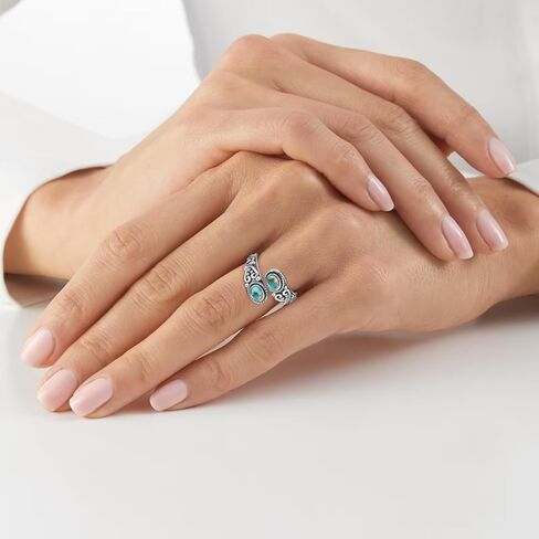 Adjustable Turquoise Rings for Women 925 Sterling Silver Spoon Ring Vintage Heart Vine Statement Ring Personalized Jewelry Gifts Size 6-8 in Kuwait