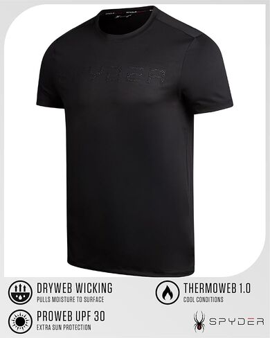Spyder Men's Workout Shirt - Short Sleeve Quick Dry Moisture Wicking Jacquard Jersey Athletic Shirt (Sizes: S-XL) in Kuwait