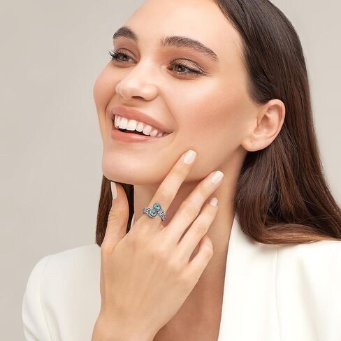 Adjustable Turquoise Rings for Women 925 Sterling Silver Spoon Ring Vintage Heart Vine Statement Ring Personalized Jewelry Gifts Size 6-8 in Kuwait