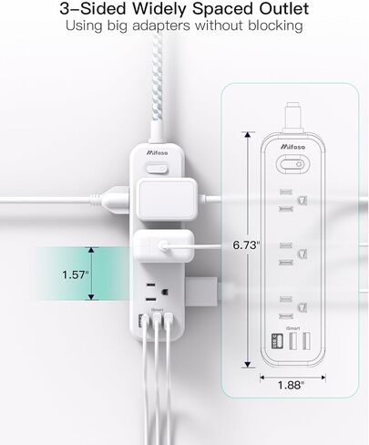 Extension Cord 15 ft, Surge Protector Power Strip, Long Extension Cord with 9 Outlets 3 USB Ports, Extension Cord with Multiple Outlets, USB Power Strip for Home, Office, Dorm Room Essentials, College in Saudi Arabia