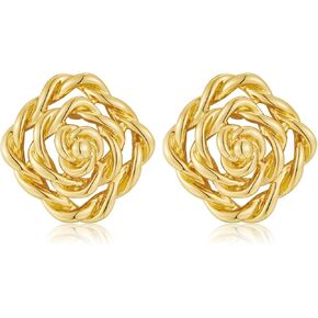 Gold Statement Earrings for Women Dainty Gold Flower Earrings Elegant Floral Statement Earrings Chunky Leaf Fan Shape Drop Earrings for Women Trendy