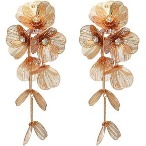 Flower Dangle Drop Earrings Long Dangle Earrings for Women Flower Dangle Earrings Statement Earrings Long Tassel Earrings Chunky Gold Statement Jewelry