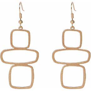 Trendy Gold Silver Geometric Dangle Earrings Geometric Statement Earrings for Women Modern Simply Alloy Drop Earrings Lightweight Jewelry