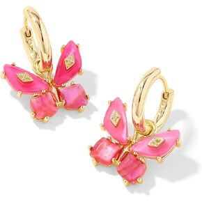 Kendra Scott Bianca Butterfly Huggie Earrings, 14K Gold-Plated Brass, Fashion Jewelry for Women, Pink Mix
