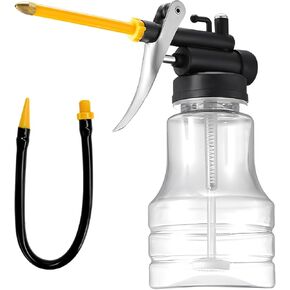 Oil Can Pump Oiler, Automotive 250ML Transparent Pump Oil Can with Straight Flexible Spout, Universal High Pressure Manual Oiler for Oiling Lubrication, Car Accessories