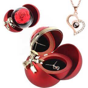 Preserved Rose Gift Box with I Love You Necklace 100 Languages, Gifts for Mom, Wife, Women, Grandma, Girlfriend,Gifts Ideas for Valentine's Day, Birthday, Mother's Day, Anniversary