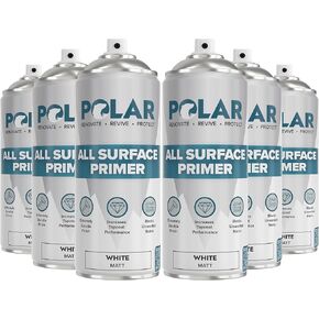 Polar All Surface Primer Matte White - 2 × 13.5 Fl Oz - مثالي للخشب والمعادن والبلاستيك والطوب - التصاق محسّن وتجفيف سريع