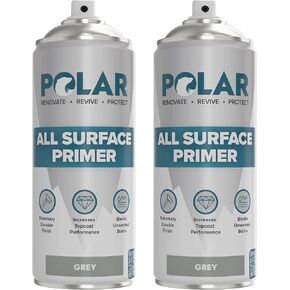 Polar All Surface Primer Matte White - 2 x 13.5 Fl Oz - Ideal for Wood, Metal, Plastic, Brick - Enhanced Adhesion & Quick Drying in Kuwait