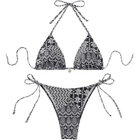 SOLY HUX High Waisted Bikini Sets for Women 2 Piece Bathing Suits Tie Side Triangle Swimsuits
