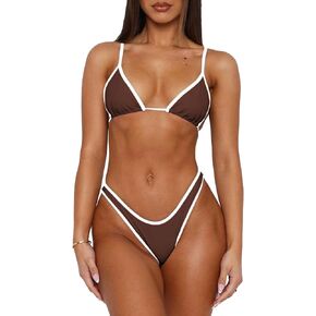 Women's Sexy String Bikini Set Halter Neck Two Piece Swimsuit Cheeky High Cut 2 Piece Swimwear