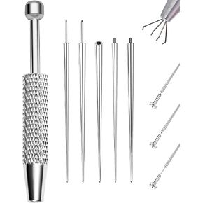 OUFER Piercing Ball Grabber, 16G 18G Flat Back Earrings Piercing Guide needle Tool, Surgical Steel Internally Threaded Push Pin External Thread Assistant Body Piercing Kit for Ear Nose Lip Tool