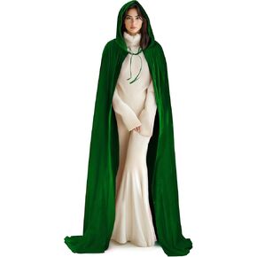 MCJC Hooded Velvet Cape ، عباءة كاملة الطول مع غطاء محرك السيارة ، ملحق أزياء الهالوين