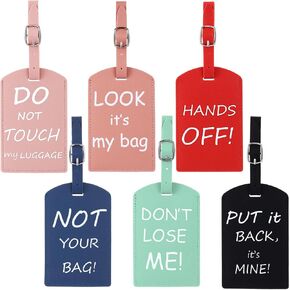Aliceset Funny Luggage Tags Set of 6 Colorful Travel Baggage Bag Tags Suitcase Identify Labels for Women Men Travel Bag Tag with Privacy Cover and Name Identification Labels for Women Men