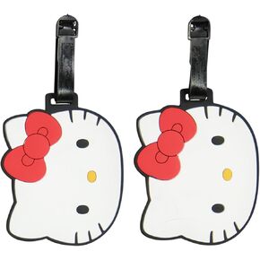 Hello Kitty 2-Piece Suitcase ID Tag Set with Adjustable Straps, Head, Multi, One Size