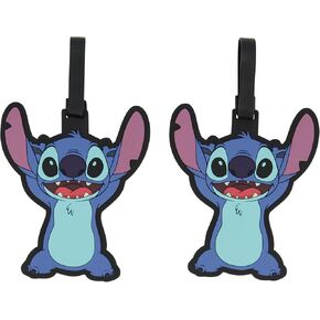 FUL Disney Lilo & Stitch 2-Piece Suitcase ID Tag Set with Adjustable Straps, Blue