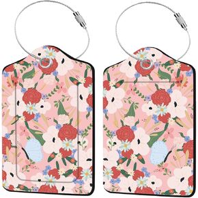 2 Pack Colorful Giraffe Luggage Tags for Suitcase, Privacy Cover ID Label with Stainless Steel Loop and Address Card for Travel Bag Suitcase