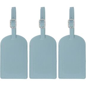 PATIKIL Luggage Tags for Suitcases, 3 Pack Premium PU Leather Baggage Tags Privacy Protection Luggage Identifier Travel Bag Labels, White