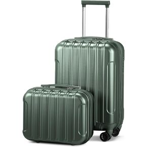 Karl home Expandable Carry on Luggage Airline Approved, 2 Piece Hardshell Luggage Set with TSA Lock ＆ Spinner Wheels, 20" Hardside Suitcase with 14" Cosmetic Case for Women Men Traveling, Black