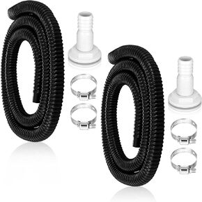 8 Pcs Bilge Pump Installation Kit for Outlets Marine Plumbing Kit, Including 2 Roll 6 ft Flexible PVC Hose, 4 Hose Clamp and 2 Thru Hull Fitting for Pool Liquid Transfer (Black,1-1/8'' Dia)