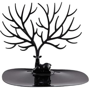 Little Deer Earrings Necklace Pendant Bracelet Jewelry Display Stand Tray Tree Storage Racks Organizer Holder, Black