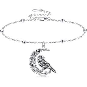 Raven Drop Bracelet 925 Sterling Silver Raven Crow Jewelry Gift for Women Raven Lovers