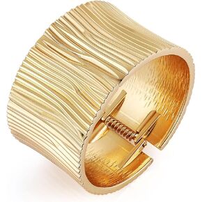 HZMAN 8.0Inch Chunky Bracelets for Women Thick Wide Bangle Bracelet Oversize Textured Open Hinge Wrist Cuff Bracelet Jewelry Gift
