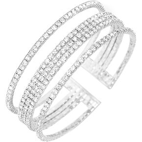 Rhinestone Bracelet Multilayer Cuff Bracelet Sparkling Crystal Layered Bridal Bracelets for Women
