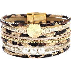 Leopard Bangle Bracelets for Women - Multi Layers Casual Bracelet for Women(A)