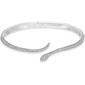 Rocksbox Alemany Snake Hinged Cuff - Adjustable Silver Bracelet - High-Polish Silver Plating with Cubic Zirconia Pave - Premium Quality Jewelry
