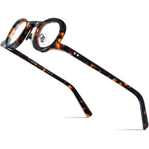 HEPIDEM Acetate Glasses Frame Men,Round Optical Eyeglasses Women Vintage Retro Eyewear 9153