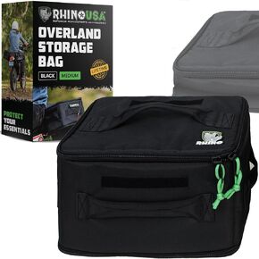 Soft-Sided Overland Storage Bag – Tactical Gear Tote for Camping Essentials, SUV Trunk Organizer, Bushcraft Gear, Camper Organization, Travel Bag with Dividers & Customizable Patch Panel (S, Black)