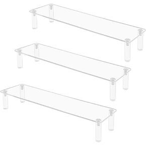 3 Pack Acrylic Shelves Clear Display Stand Riser Dessert Stands Perfume Stand Organizer Acrylic Stands for Display Food( 11.81"×3.15"×1.97", 1 Tier )