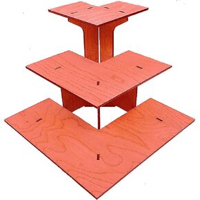 Torched 3-Tier Ebony Retail Table Display Corner Stand with Shelves for Products - Portable