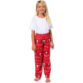 الفول السوداني Snoopy Girl's Christmas Sweater Sleep Sleep بطبعة Pajama Pants للأطفال