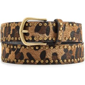 Faux Leather Leopard Belt Fashion Gold Buckle Cheetah Print Belts for Women