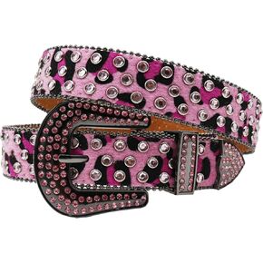 حزام حجر الراين النمر بطبعة أحزمة bling للنساء الفاخرة bb y2k cowgirl أحزمة لجينز ، حزام الهدايا في المهرجان