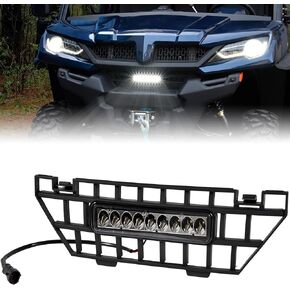 SAUTVS Front Mesh Grill with LED Spotlight for CFMOTO UFORCE 1000 2019-2025 / UFORCE 1000 XL 2022-2025, Waterproof Black Mesh Grille with LED Accent Light Bar Accessories
